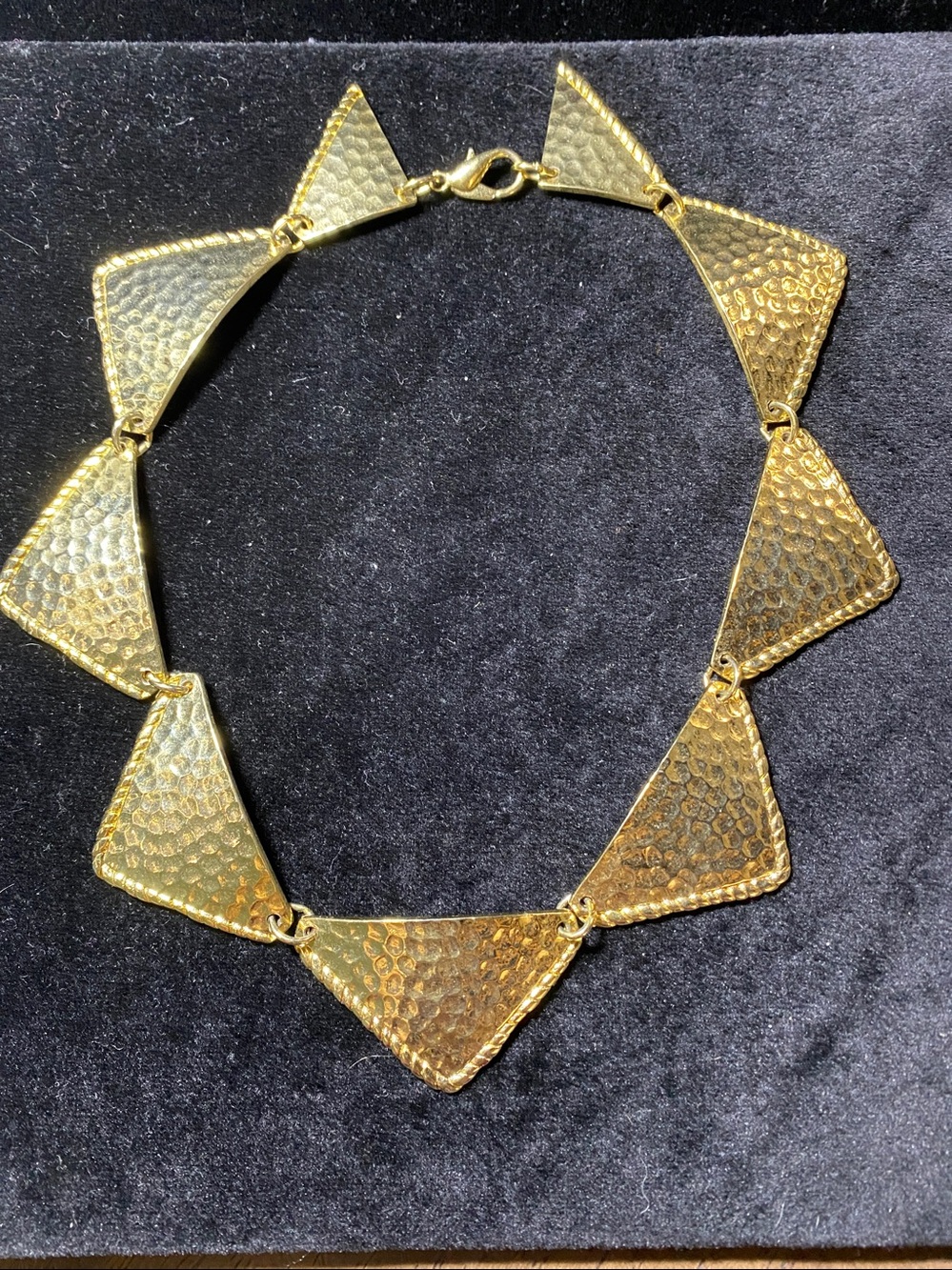 Vintage Gold tone Triangle Geometric Retro Art Deco Bold ChokerStatement Necklac